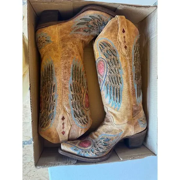 NWT CORRAL hearts and wings snip toe cowboy boot size 10 - Picture 2 of 8